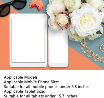 Touchable Waterproof Shower Phone Holder - No Drill Wall Mount for 6.8" Devices, Anti-Fog Tablet Bathroom Caddy with Sticker Installation(White)