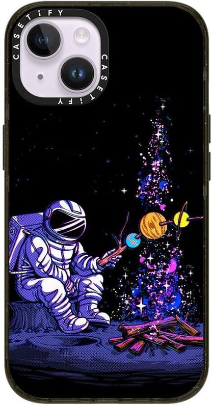 CASETiFY Impact iPhone 14 Case [4X Military Grade Drop Tested / 8.2ft Drop Protection/Compatible with Magsafe] - Moon Camping - Glossy Black