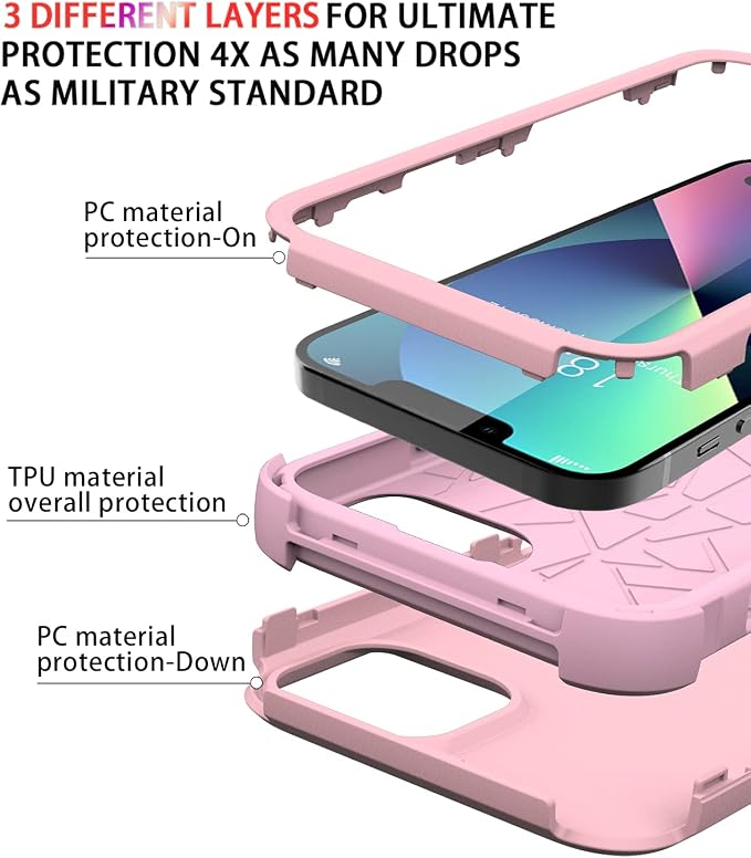 Diverbox for iPhone 13 Case [Shockproof] [Dropproof] [Dust-Proof],Heavy Duty Protection Phone Case Cover for Apple iPhone 13 (Pink)