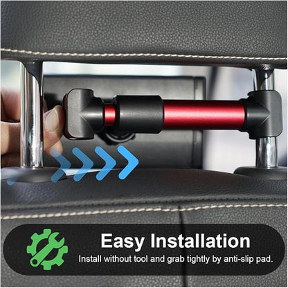 Car Headrest Mount, Adjustable 360 Rotating Tablet Holder for 5.3"-10.2" Devices, Universal Car Backseat Phone Mount for Kids, Fit for iPhone Pro Max, Galaxy Tabs (Red)