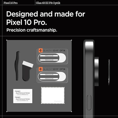 Spigen Camera Lens Screen Protector [Glas.tR EZ Fit Optik] Designed for Pixel 10 Pro [Case Friendly] - 2 Pack