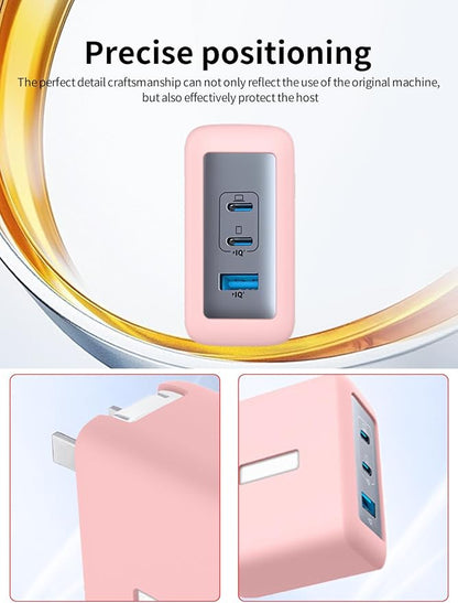 Case for Anker 100W USB C Charger (GaN II), WUNIAK Soft Silicone Protective Portable Scratch Shock Resistant Shell, Protective Case for Anker 736 Charger (A2145/B2145), Pink