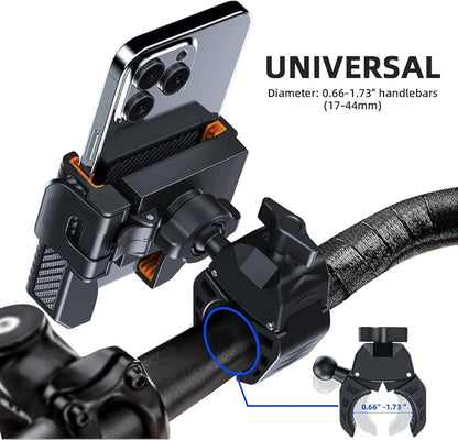 Bike Phone Mount, Bike Bicycle Mount Handlebar Cell Phone Clamp Ebike Scooter Holder Clip for iPhone 16 Pro Max/Plus, 15 Pro Max, S10, S20, More 4.7" to 6.8" Smartphones