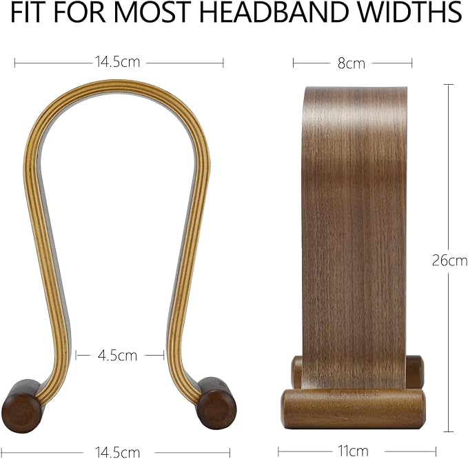 SAMDI Wood Headphone Stand, Headphone Holder Wood Headset Stand Compatible for Sony, Bose, Shure, Jabra, JBL, AKG Gaming Headphones Display et. (Walnut)