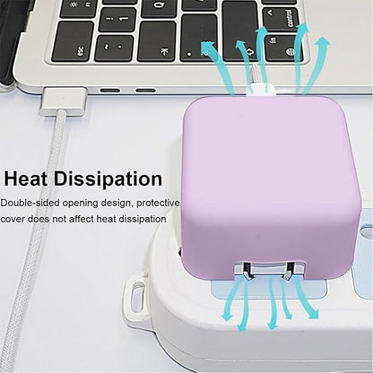 40W Dynamic (up to 60W) Soft Silicone Charger Protector Case for MacBook Air 13 13.6 15 inch M4 M3 M2 M1 Chip 2025-2018 Release, 40W Dynamic Power Adapter Sleeve Cover for iPhone 17/16 Pro/Max, Pruple