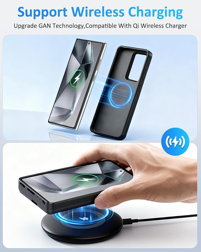 Battery Case for Samsung Galaxy S22Ultra/S23Ultra(6.8''), 10000mAh Qi Wireless Charging Magnetic Rechargeable Extended Charge Case, Portable Protective Power Bank for Galaxy S22 Ultra Black