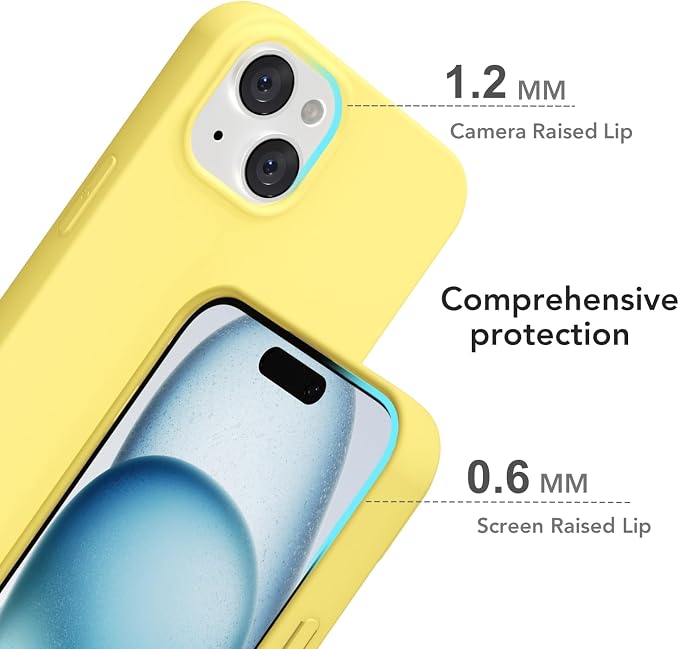 for iPhone 15 Plus/ 14 Plus Case Silicone Compatible with Magsafe Case, Ultra Slim Thin Magnetic Phone Cases Mag Safe, Cute Soft Rubber Gel TPU Matte Wireless Charging Cover for Women, Yellow