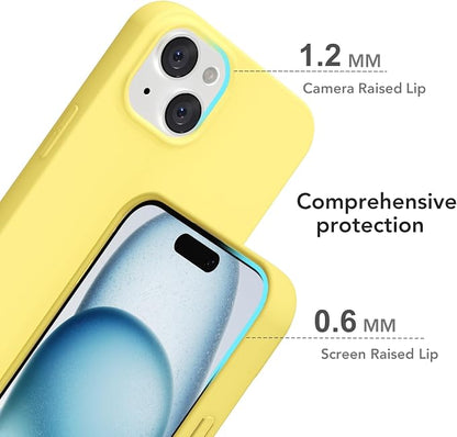 for iPhone 15 Plus/ 14 Plus Case Silicone Compatible with Magsafe Case, Ultra Slim Thin Magnetic Phone Cases Mag Safe, Cute Soft Rubber Gel TPU Matte Wireless Charging Cover for Women, Yellow