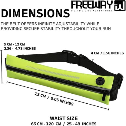 Lightweight Running Belt - Ergonomic Single or Double for Man and Woman - Perfect for running, training, sports (Single, Neon Yellow) designed for carrying Phone, Keys & Essentials