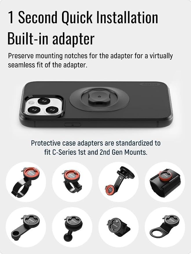 sincetop Shockproof Case with Quick Mount Adapter for iPhone 7plus/8plus(5.5") - Quick Attach Your Cellphone to Any Bike Mount/Car Phone Holder/Armband/Belt Clip Black