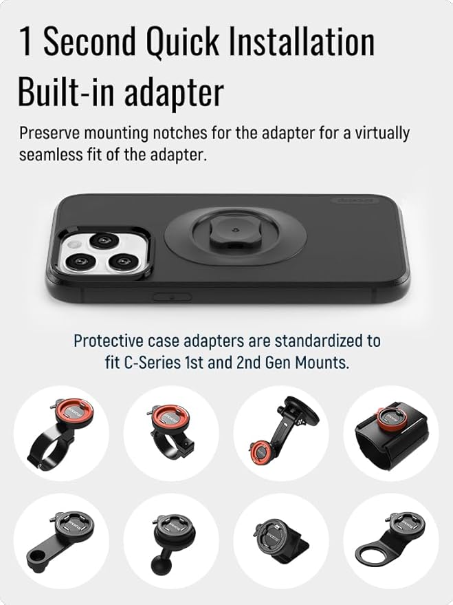 sincetop Shockproof Case with Quick Mount Adapter for iPhone 14 ProMax(6.7") - Quick Attach Your Cellphone to Any Bike Mount/Car Phone Holder/Armband/Belt Clip Black