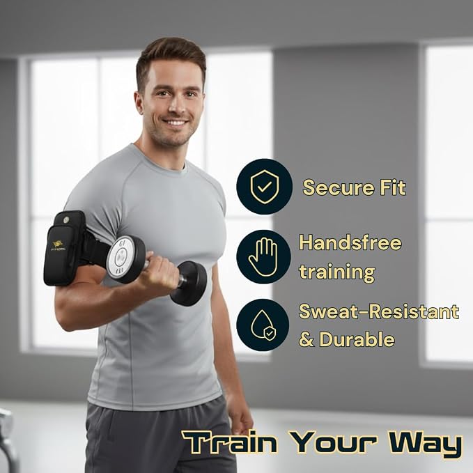 Fitizen Phone Armband for Running – Black Adjustable Water-Resistant Arm Band for iPhone & Android – For the Active Citizen, Secure Workout Phone Holder for Jogging, Gym Walking & Fitness by FitNation