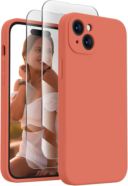 FireNova Designed for iPhone 15 Case, Silicone Upgraded [Camera Protection] Phone Case, Soft Anti-Scratch Microfiber Lining Inside, 6.1 inch, Pink Pomelo