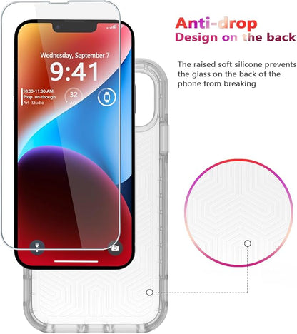Diverbox for iPhone 14 case [Shockproof] [Dropproof] [Tempered Glass Screen Protector ],Heavy Duty Protection Phone Case Cover for Apple iPhone 14 (Clear-2in1)