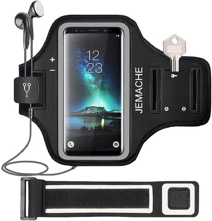 Galaxy S10 S9 S8 Armband, JEMACHE Gym Running Exercises Workouts Phone Arm Band for Samsung Galaxy S10/S9/S8/S7 Edge (Black)