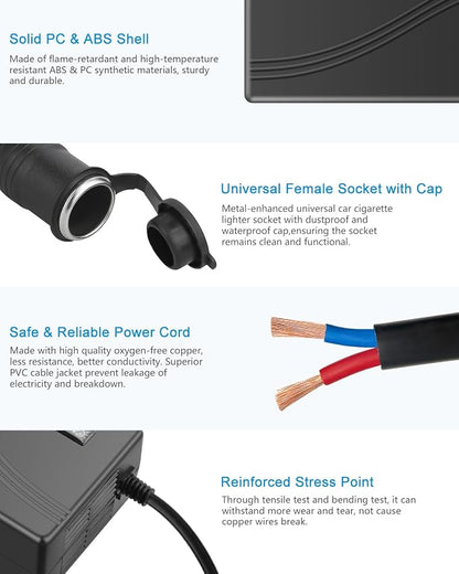 ALITOVE AC to DC Converter 110V to 12V 20.8A 250W(Pro Max) Car Plug to Wall Plug Adapter 120V AC to DC 12 Volt 20A 15A 10A Power Supply Adapter for Car Refrigerator Tire Inflator Vacuum Cleaner