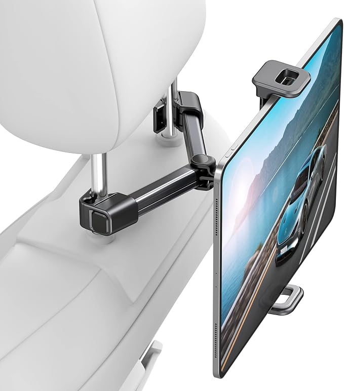 Car Headrest Backseat Mount,Phone/Tablet Car Holder,360°Rotation,Solid & Steady,Car Trip Essentials,Adjustable Back Seat Tablet Holder,Compatible for All 4"-11" Tablets,iPad,Cellphones,