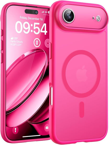 TOCOL for iPhone Air Case, Compatible with Magsafe Charger, Full Camera Protection, Drop Protection, Translucent Matte Phone Case for iPhone 17 Air 6.5 inch (Hot Pink)