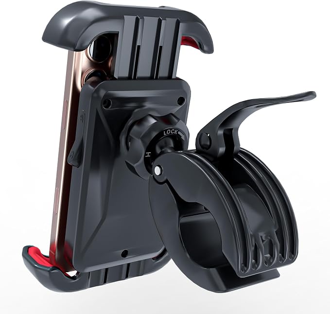Windone Bike Phone Holder, Motorcycle Phone Mount, Handlebar Phone Mount for Bicycle Scooter, Bike Accessories Compatible with 4.7"~6.7" iPhone, All Smartphones, Red