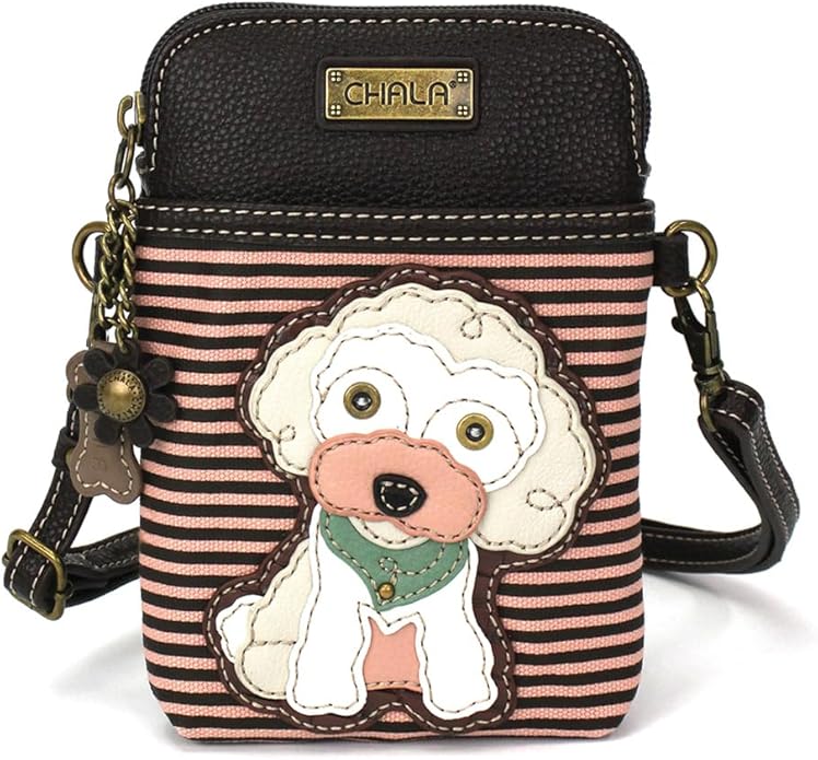 CHALA Dog Collection Cell Phone Crossbody Purse-Women PU Leather/Canvas Multicolor Handbag with Adjustable Strap