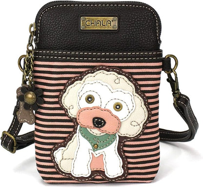 CHALA Dog Collection Cell Phone Crossbody Purse-Women PU Leather/Canvas Multicolor Handbag with Adjustable Strap