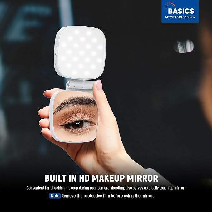 NEEWER Basics Magnetic Selfie Light Compatible with MagSafe iPhone, 2W CRI95+ Bi Color Swivel Small LED Phone Fill Lighting, 680lx/0.3m, Mirror for Vlog Recording Makeup Video Conference, NL45B White