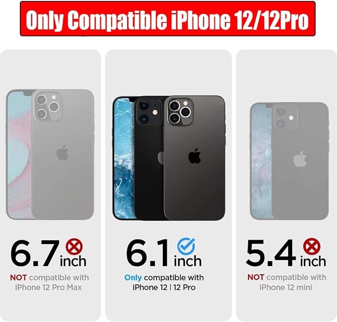 Battery Case for iPhone 12/12 Pro, 10000mAh High Capacity Rechargeable Portable Charger Case Extended Battery Pack Compatible with iPhone 12/12 Pro (6.1 inch) Wireless Charging Case with Carplay-Black