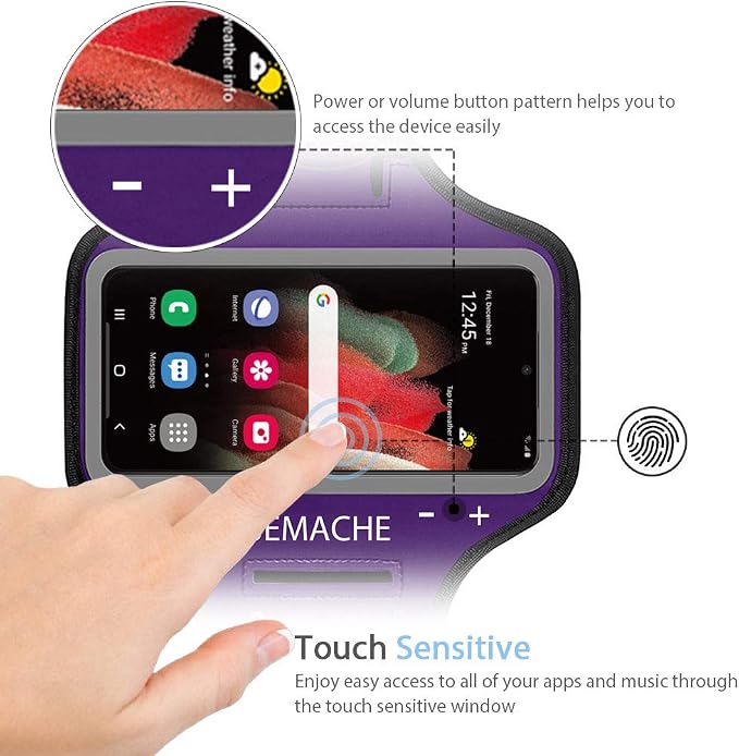 Galaxy FE Armband, JEMACHE Armband for Samsung Galaxy S25/S24/S23/S21 FE, S25 Edge, Gym Running Workouts Phone Arm Band (Purple)