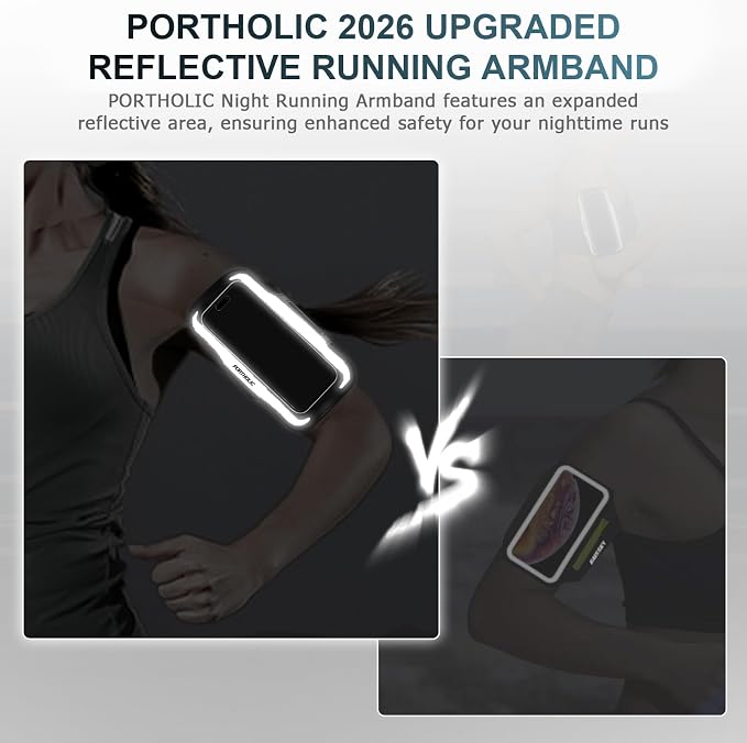 PORTHOLIC 2026 Running Armband Water Resistant Sports Phone Holder Case with Extension Strap,Card Slot Up to 6.9" Phone for iPhone 17/16/15/14/13 Plus Air Pro Max XR/XS, Galaxy S25/24/S10