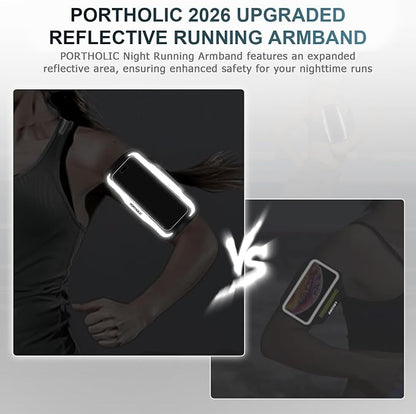 PORTHOLIC 2026 Running Armband Water Resistant Sports Phone Holder Case with Extension Strap,Card Slot Up to 6.9" Phone for iPhone 17/16/15/14/13 Plus Air Pro Max XR/XS, Galaxy S25/24/S10