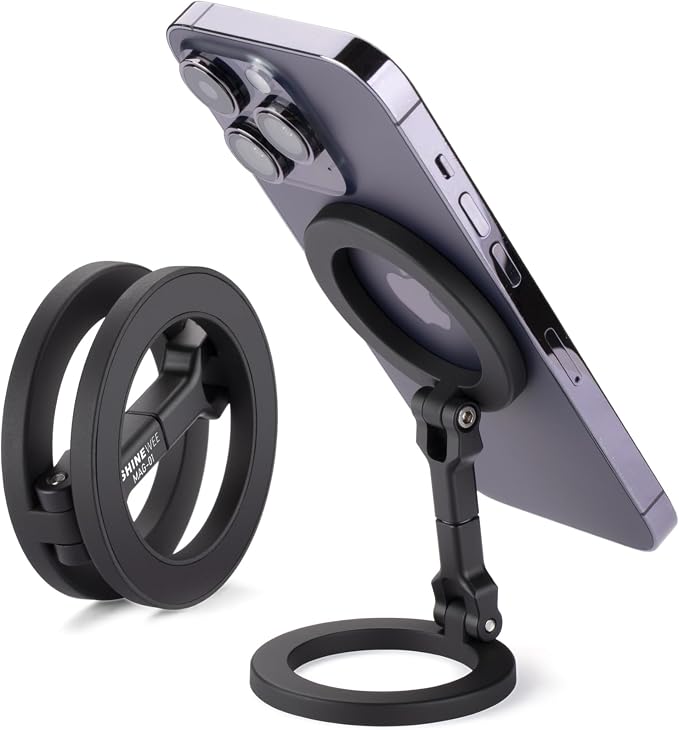 Double Magnetic Ring Phone Holder – Quick Attach to Any Iron Surface | Swivel & Tilt Adjustable | Compatible with iPhone 17/6/15/14/13/12 Series & Magnetic Cases