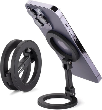 Double Magnetic Ring Phone Holder – Quick Attach to Any Iron Surface | Swivel & Tilt Adjustable | Compatible with iPhone 17/6/15/14/13/12 Series & Magnetic Cases