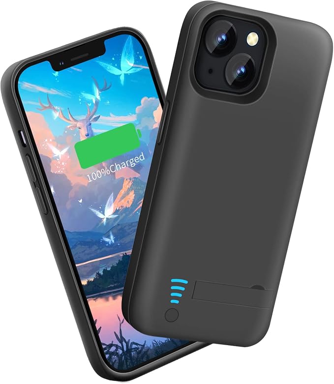 Sitong Battery Case for iPhone 14 Plus, 6000mAh Rechargeable Extended Battery Charging/Charger Case, Add 100% Extra Juice (6.7 Inches) Black