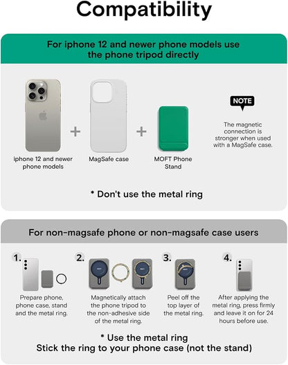 MOFT Phone Tripod Wallet for iPhone, Mulit-Angles, Lightweight & Portable Phone Stand, MOVAS Vegan Leather Magnetic Wallet, Strong Magnets, NFC Card Holder,Travel Essential, Oz Green (with Card Slot)