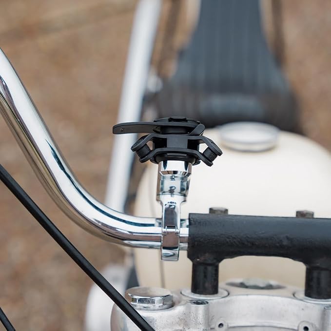 Quad Lock Handlebar Motorcycle Phone Mount PRO Chrome Kit with Vibration Dampener and MAG Universal Adaptor