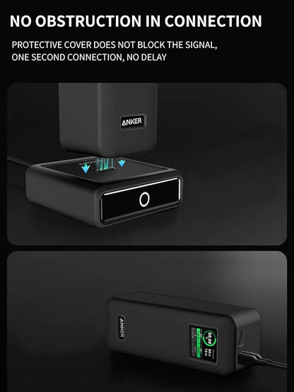 Case for Anker Prime 27,650mAh Power Bank (250W) with 100W Charging Base,Soft Skin Silicone Case Cover with Lanyard，Full Protective Case for -Black