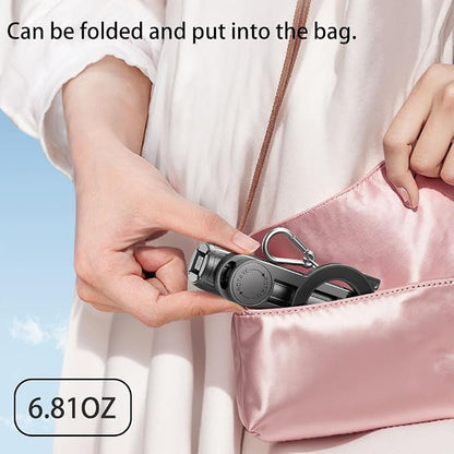 Magnetic Pocket Selfie Stick for iPhone, 4-in-1 Multifunctional Rotation Selfie Stick with Rechargeable Remote Control Compatible with iOS/Android for Live Streaming Outdoor Travel Shooting