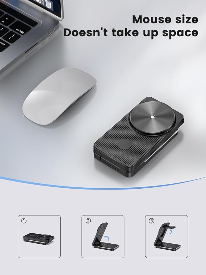 Magnetic Wireless Charger for Samsung Galaxy S26 Ultra, 3 in 1 Wireless Charging Station for Samsung Watch 8, Travel Foldable MagSafe Charger Stand for Android S25 Ultra/Z Fold/Z Flip 7, Buds 4 Pro
