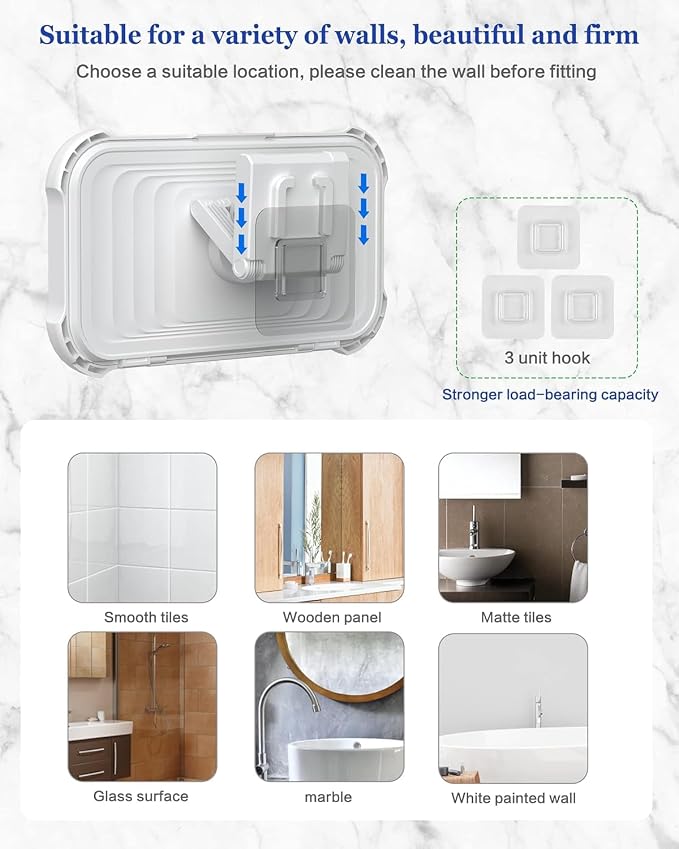 Waterproof Shower Phone Holder with 360° Rotation, Wall Mounted, Angle Adjustable for Bathroom Mirror Bathtub Kitchen, Up to 6.8 Inch