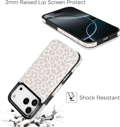 uCOLOR for iPhone 17 Pro Max Wallet Case with Card Holder PU Leather RFID Blocking Design iPhone 17 Pro Max flip case for Women Men Magnetic Clasp Kickstand Design 6.9 inch (Beige Leopard)