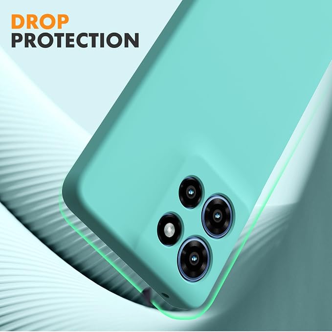 for Motorola Moto G 2025 Case, 2 Pack Tempered Glass Screen Protectors, Soft TPU Liquid Silicone Shockproof Gel Case-Ice Blue
