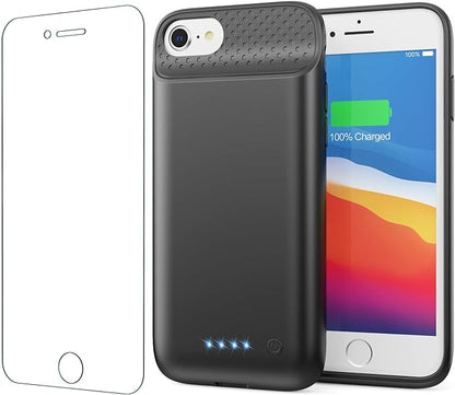 Battery Case for iPhone 8/7/6s/6/SE (2022/2020),[2025 Upgraded] 7000mAh Ultra-Slim Portable Extended Charger Cover for iPhone 8/7/6s/6/SE (2022/2020) Charging Case (4.7 Inch)-Black