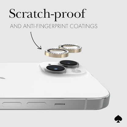kate spade new york iPhone 15 / iPhone 15 Plus Camera Lens Protector with Aluminum Ring - Crystal