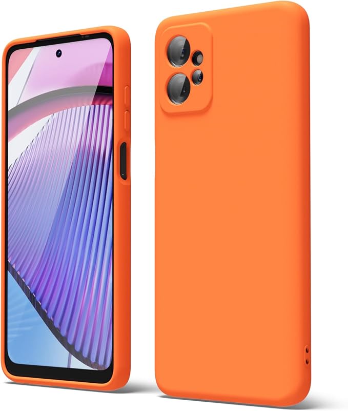 oakxco for Motorola Moto G Power 5G 2023 Phone Case Liquid Silicone, Neon Bright Solid Color, Thin Slim Soft Rubber Gel Matte TPU Plain Simple Cover for Women, Orange