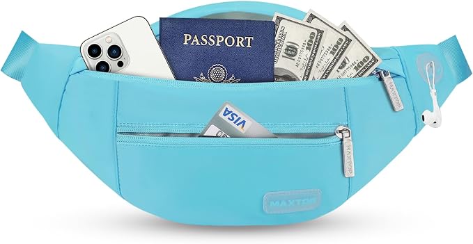 MAXTOP Large Crossbody Fanny Pack with 4-Zipper Pockets,Gifts for Enjoy Sports Festival Workout Traveling Running Casual Hands-Free Wallets Waist Pack Phone Bag Carrying All Phones