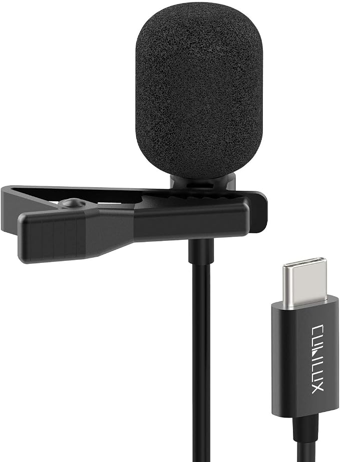 Cubilux USB C Microphone, Type C Lavalier MIC, External Lapel Clip MIC for iPhone 16/15 Pro Max, iPad Pro 13/12.9/11, iPad Air 13/5th/4th, Samsung S25/S24/S23/S22 Z Fold/Flip 6/5/4 Tab S10/S9/S8, 5 FT