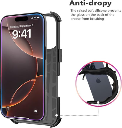 for iPhone 16 Pro Max Case [Shockproof] [Dropproof] [with Screen Protector ] Heavy Duty Protection Phone Case Cover for iPhone 16 Promax- Black