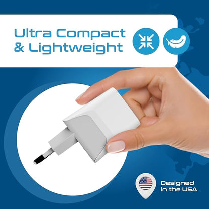 Ceptics Italy Travel Plug Adapter – Type L Italy Power Adapter with USB-C & A + USA Input –Compact, Safe Grounded for Phones, Laptops & More (CTU 12A)
