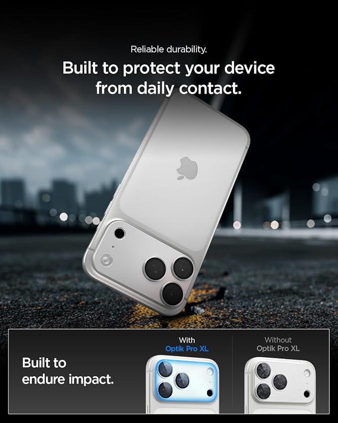 Spigen Camera Lens Screen Protector [GlasTR EZ Fit Optik Pro XL] Designed for iPhone 17 Pro [Case Friendly] - Silver [1 Pack]