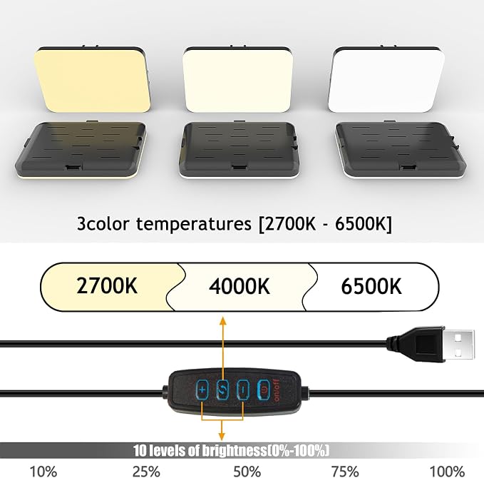 LED Selfie Light with Overhead Phone Mount，USB Powered Video Lighting Kit with Adjustable Arm Stand and 360° Phone Holder, Studio Lighting for Live Streaming, YouTube Videos, Cooking, Drawing